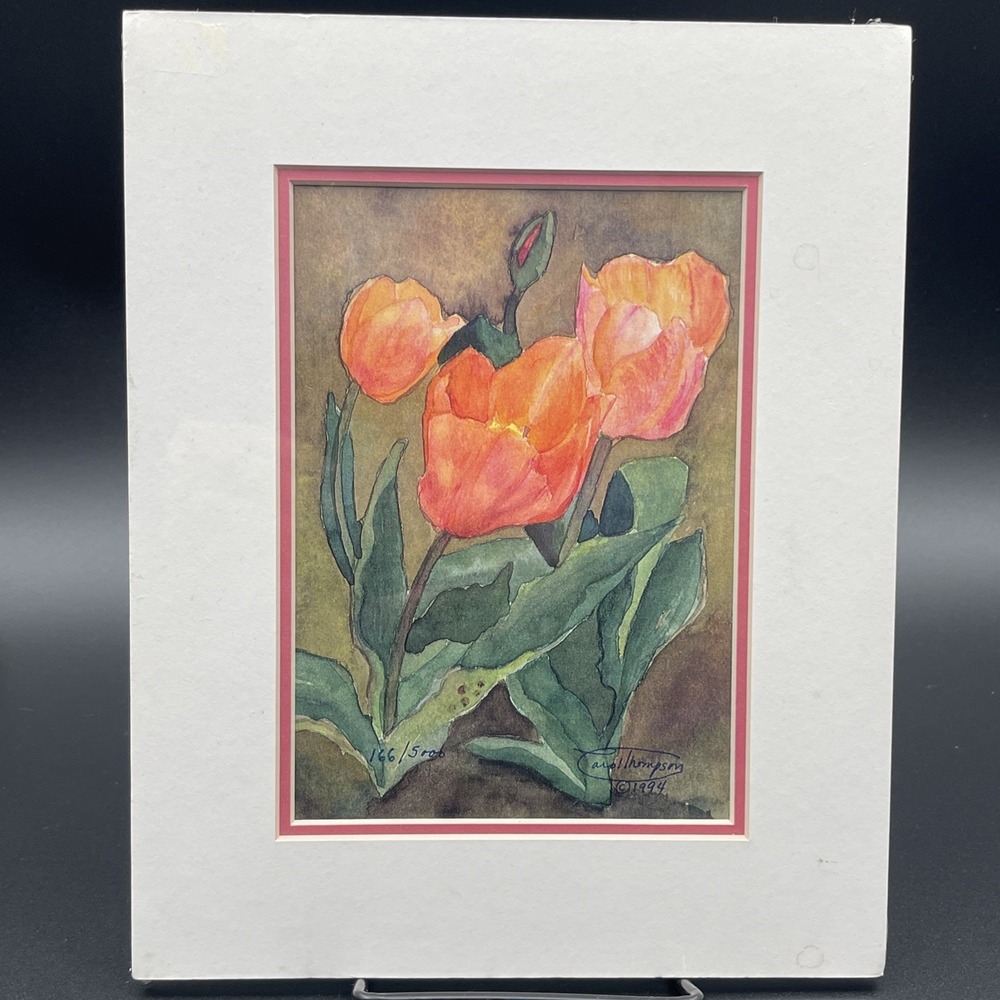 Carol Thompson Apricot Beauty Tulip Print‎ Carol's Garden 166/5000 Signed 1994